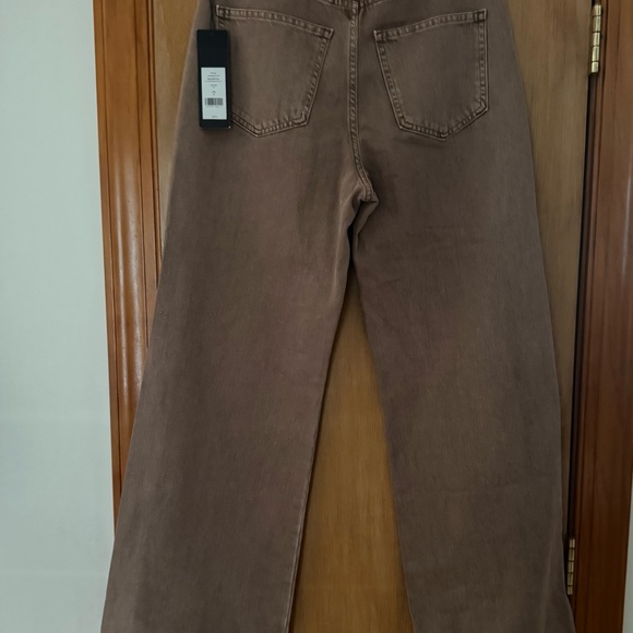 Veronica Beard Taylor High Rise Wide-Leg Jeans in Tan Sierra - Picture 6 of 9